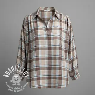 Viscose lin YARN DYED Checks taupe