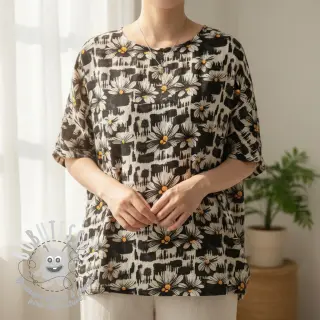 Viscose lin Daisy design A digital print