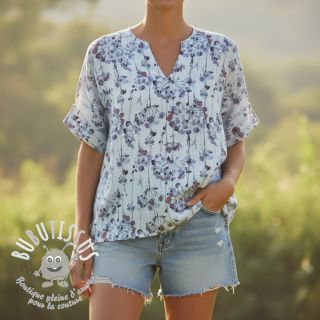 Viscose lin Agapanthus design B digital print