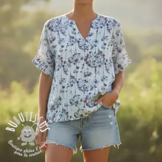Viscose lin Agapanthus design B digital print