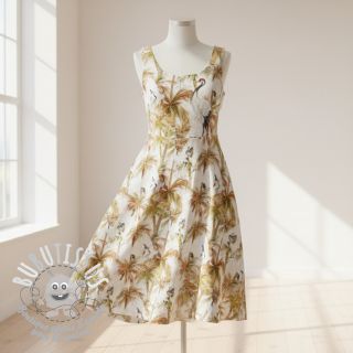 Viscose lin Crane bird design A digital print