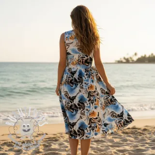 Viscose lin Paint chaos design A digital print