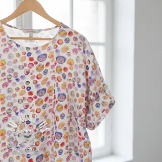 Viscose lin Natural Lin Livy blue digital print