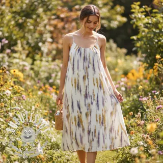 Viscose lin Natural Lin Lina green digital print