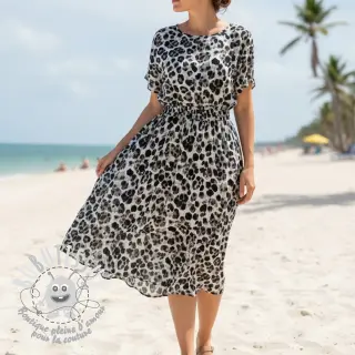 Viscose SATIN Animal skin black digital print