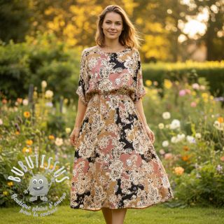 Viscose SATIN Flowie Noe black digital print