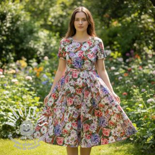 Viscose SATIN Old fashion flowers digital print