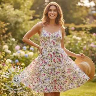 Viscose RADIANCE Flower Uma white digital print