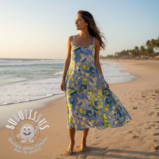 Viscose RADIANCE Abstract paisley blue digital print