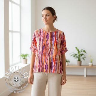 Viscose RADIANCE Abstract stripes pink digital print