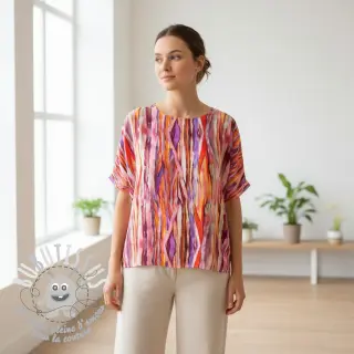 Viscose RADIANCE Abstract stripes pink digital print