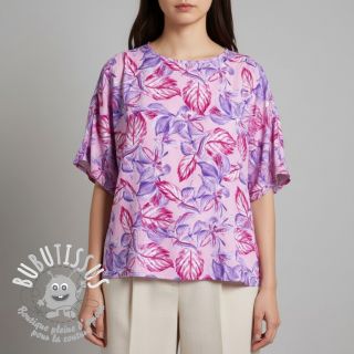 Viscose RADIANCE Anabella leaves pink digital print