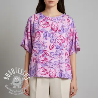 Viscose RADIANCE Anabella leaves pink digital print