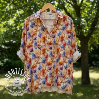 Viscose RAYON POPLIN Leafs design D digital print