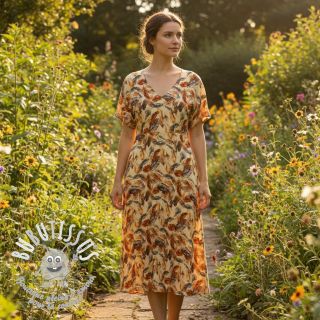 Viscose RAYON POPLIN Feathers design C digital print