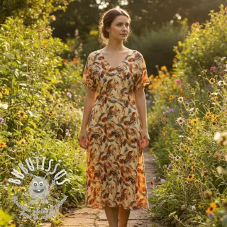 Viscose RAYON POPLIN Feathers design C digital print