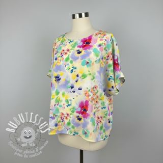 Viscose STRETCH Watercolour flowers design B digital print