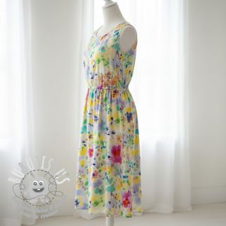 Viscose STRETCH Watercolour flowers design B digital print