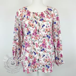 Viscose LUREX Tossed flowers white digital print