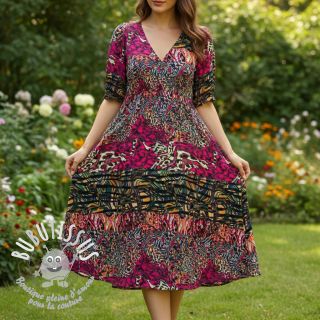 Viscose Dimulti red digital print