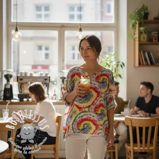 Viscose Retro fun design C digital print
