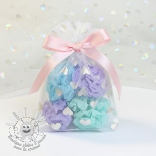 Tulle pour jupe tutu Rainbow HEARTS off white