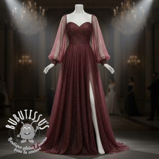 Tulle pour jupe tutu ROYAL SPARKLE aubergine gold