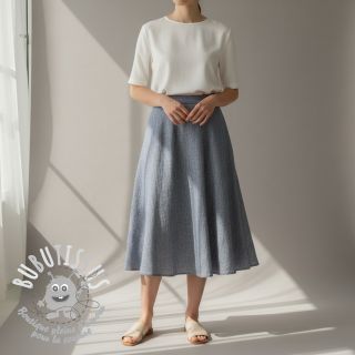 Tissu mélange lin et cotton Fishbone navy