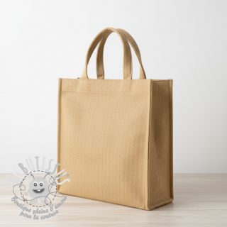 Tissu mélange lin et cotton Fishbone camel