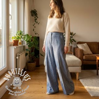 Tissu mélange lin et cotton Fishbone light jeans