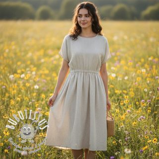 Tissu mélange lin et cotton Lira mini stripe beige