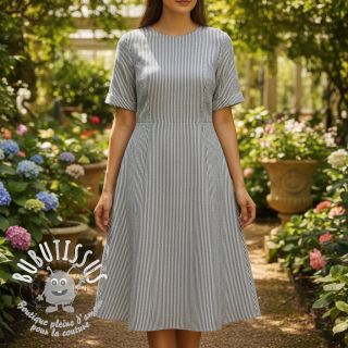 Tissu mélange lin et cotton Lira medium stripe jeans