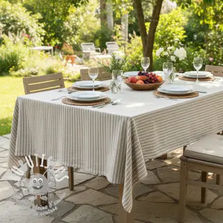 Tissu mélange lin et cotton Lira big stripe beige