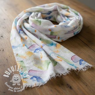 Tissu mélange lin et cotton Bottles digital print