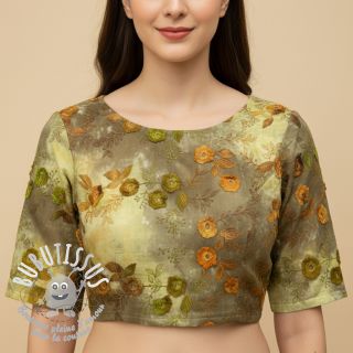 Tissu coton TIE DYE EMBROIDERY Poppy design P