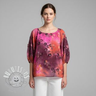 Tissu coton TIE DYE EMBROIDERY Poppy design Q