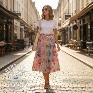 Tissu coton TIE DYE EMBROIDERY Poppy design R