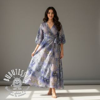 Tissu coton TIE DYE EMBROIDERY Poppy design T