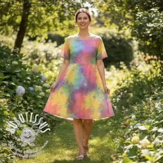 Tissu coton EMBROIDERY Tie dye Della design A