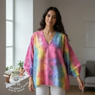 Tissu coton EMBROIDERY Tie dye Della design B