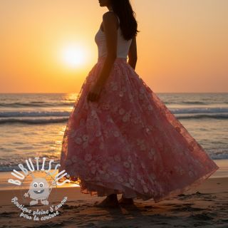 Tissu coton TIE DYE EMBROIDERY Poppy design K