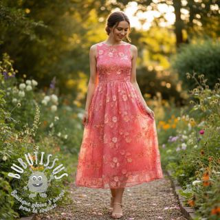 Tissu coton TIE DYE EMBROIDERY Poppy design K