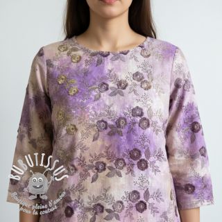 Tissu coton TIE DYE EMBROIDERY Poppy design J