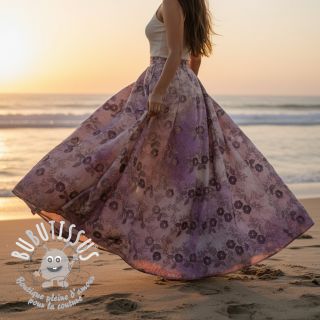 Tissu coton TIE DYE EMBROIDERY Poppy design J