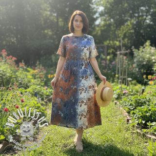 Tissu coton TIE DYE EMBROIDERY Poppy design I