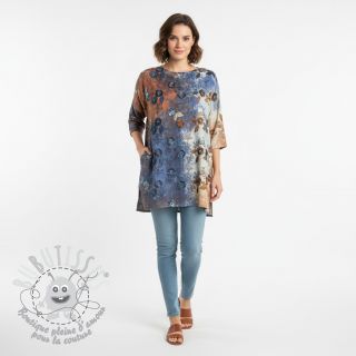 Tissu coton TIE DYE EMBROIDERY Poppy design I