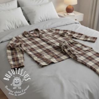 Tissu coton YARN DYED CHECK BRUSHED brown