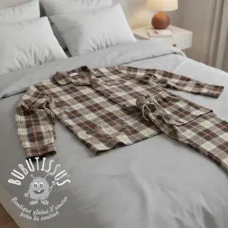Tissu coton YARN DYED CHECK BRUSHED brown
