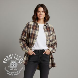 Tissu coton YARN DYED CHECK BRUSHED brown