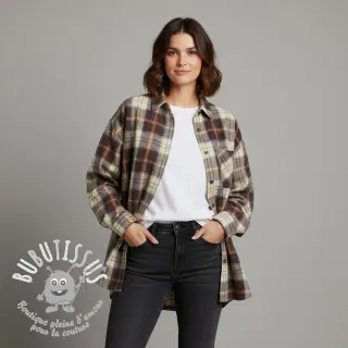 Tissu coton YARN DYED CHECK BRUSHED brown